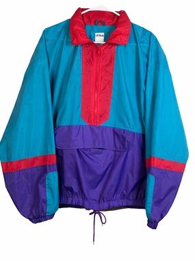 Vintage 90s MTA PRO Colorblock Windbreaker Pullover Jacket Men’s M Retro